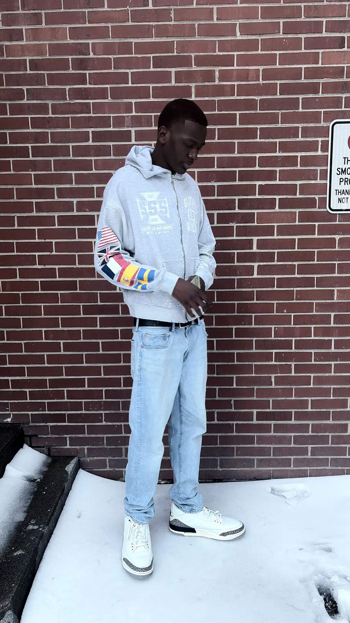 Grey 555 Glowbal Hoodie